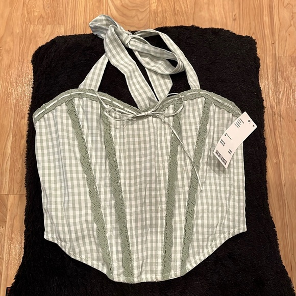 NWT Urban Outfitters Out From Under Betty Gingham Print Corset Top - Picture 2 of 9